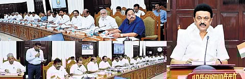 Chief Minister MK Stalin at a cabinet meeting on Saturday | Express