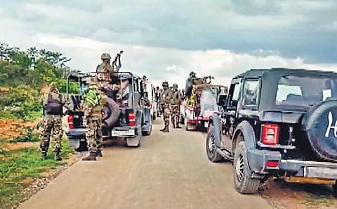 Security forces keeping a vigil in Manipur (File Photo | PTI)