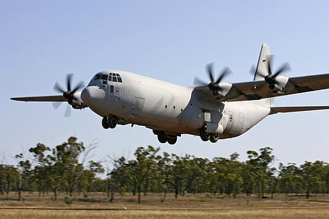 In this photo provided by the Australian Defence Force a AC-130 Hercules aircraft practices landing on the dirt airstrip at Benning Field during Exercise Northern Station 2007. (Photo | AP)