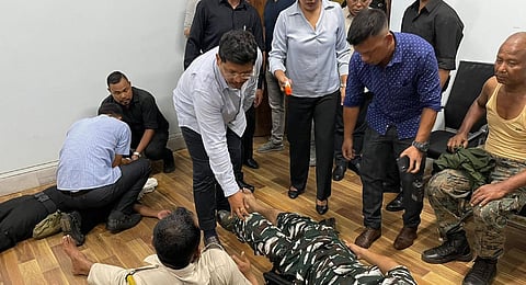 Five police personnel were injured in the attack.(Photo | Special arrangement)