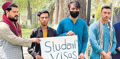 Afghan students protest outside Indian embassy in Kabul last year | twitter