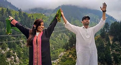 Anju, a married Indian woman who travelled legally to Pakistan, during a sightseeing trip with her Facebook friend Nasrullah, in Upper Dir district, Khyber Pakhtunkhwa province, Pakistan.(Photo | PTI)