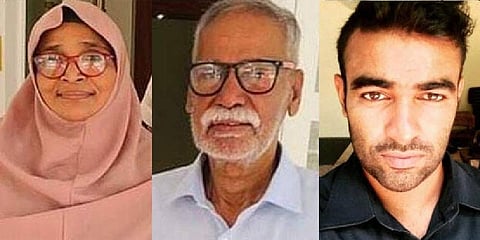 Elderly couple Abdullakutti, his wife Jameela and their grandson Akmal