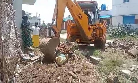 The vice president of Perumanallur panchayat has demolished a portion of a Dalit man’s house in the village allegedly on the pretext of constructing a public toilet in the village in Tiruppur dist.