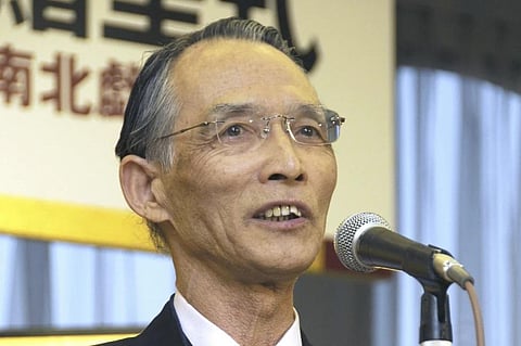 Japanese writer Seiichi Morimura delivers a speech in Tokyo in March 2010. (File Photo | AP)