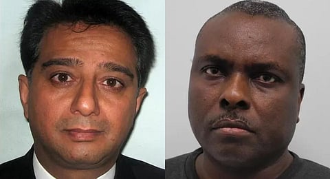 Indian-origin lawyer Bhadresh Gohil; (R) Ex-governor of Delta State James Ibori (Metropolitan Police Twitter Photos)
