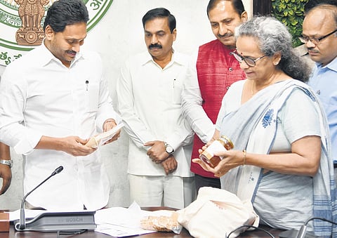 Chief Minister YS Jagan Mohan Reddy virtually launching food processing units from his Camp office in Tadepalle on Tuesday | Express