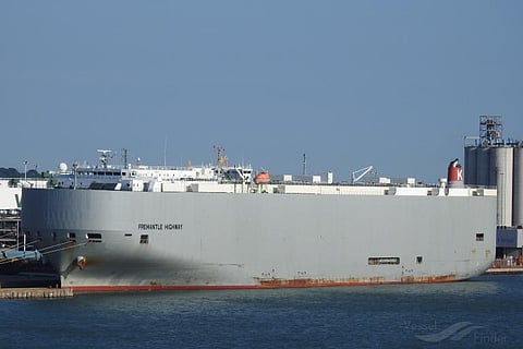 A file photo of the Fremantle Highway . (Photo | Vessel Finder)