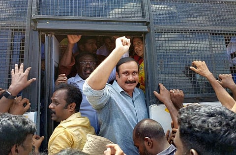 Dr Anbumani Ramadoss detained by Cuddalore police. (Photo | Express)