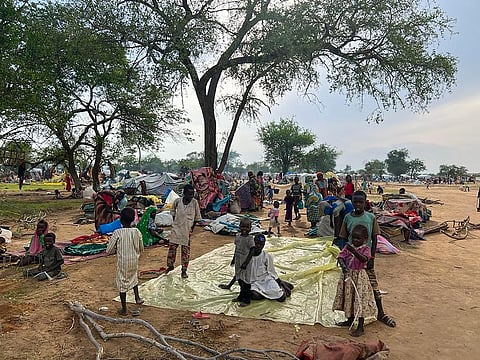 Sudanese refugees who fled the conflict in Sudan gather at the Zabout refugee Camp in Goz Beida, Chad. (Photo |AP)