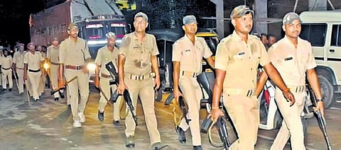 Police conducting flag march ahead of Muharram festival in Sambalpur city | Express