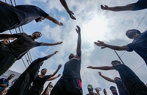 Shia Muslims mourn during a procession on the day of Ashura, in New Delhi, Saturday, July 29, 2023. (PTI)