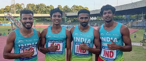 Indian mixed 4x400m relay quartet of Amoj Jacob, Aishwarya Mishra, Muhammed Anas and Himanshi Malik (Photo | Twitter)