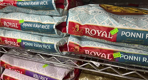 Rice is on display at Little India, an Indian grocery store in New York. (Photo | AP)