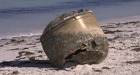 In this image made from video, a cylindrical object is seen on beach in Green Head, Australia, July 17, 2023.(File | AP)