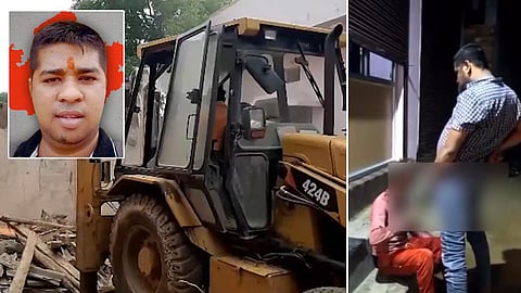 Bulldozers flattened the house and illegal properties of Pravesh Shukla. (Videograb)