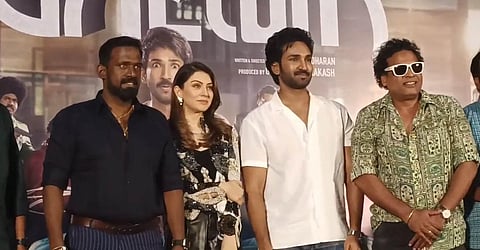 Actors Robo Shankar, Hansika Motwani, Aadhi Pinisetty and John Vijay at Tamil movie 'Partner' trailer launch.