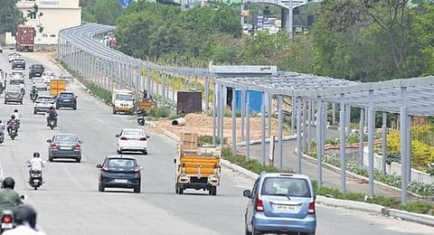 The 4.5m wide, 23 km long bicycle track is set to be inaugurated on August 15. (Photo | Vinay Madapu)