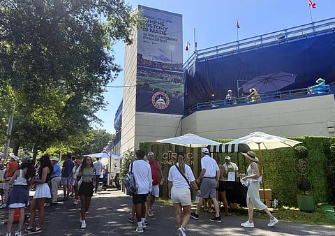 Spectators at the DC Open tennis tournament walk outside the main stadium in Washington on Monday, July 31, 2023. (Photo | AP)