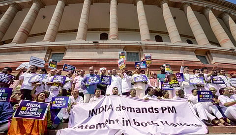 INDIA bloc protesting in Parliament image. ( Used for representational purpose)