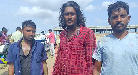The three Lankan fishers arrested near Vedaranyam on Wednesday | Express