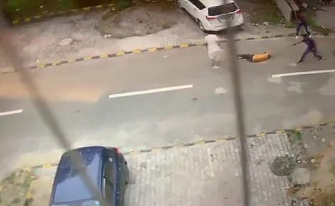 BJP leader from Sambhal, Anuj Chaudhary, 34, was shot dead outside his residence in Pakwada area of Moradabad. (CCTV grab)