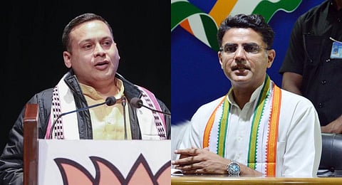 A collage of BJP's IT cell in-charge Amit Malviya (L) and Congress leader Sachin Pilot, used for representational purposes only. (Photos | Facebook, Express)