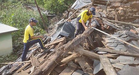 Clearing of Debris after the landslide.
