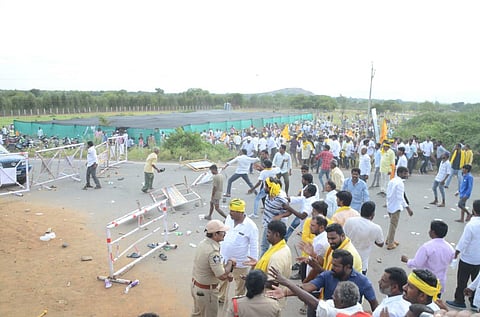 Clashes erupted between the TDP and YSRC activists in Angallu and Punganur of Annamayya district ahead of the visit of TDP chief N Chandrababu Naidu on August 4. (Photo | Express)