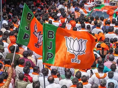 BJP flag. (Photo | PTI)