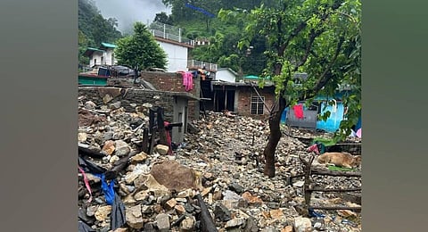 Heavy destruction has been reported in many areas of Chamoli district after devastating rains and cloudburst late last night. (Photo | Express)
