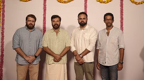 Mammootty with the film crew.