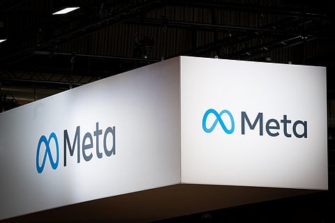 A photo shows the Meta group's logo at the Porte de Versailles exhibition centre in Paris. (File Photo | AFP)