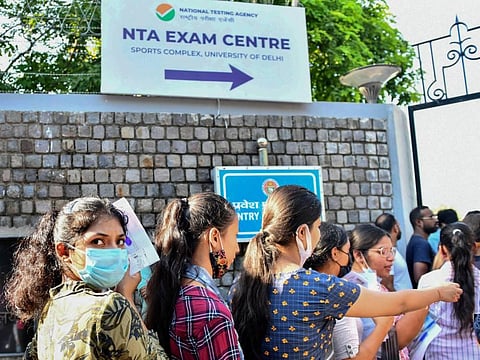 Students arrive to appear for the Common University Entrance Test.(File Photo | PTI)