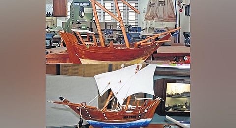 A model of a sailboat created in wood. (Photo | Express)