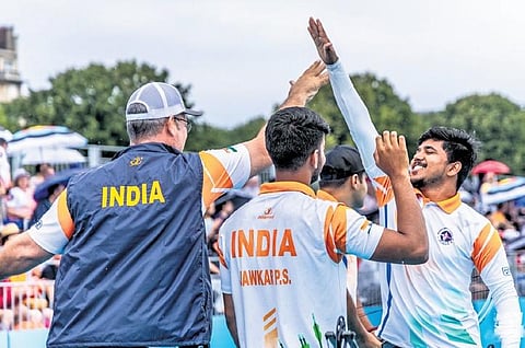 India men’s compound team rejoice after finishing as toppers