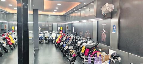 Representational image of electric scooters in a showroom (File photo| EPS)