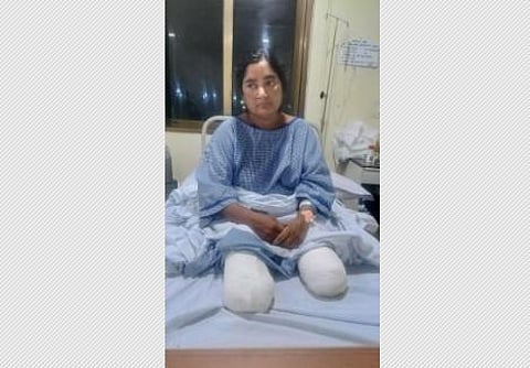 Sairindri Sahu, who is a widow, is undergoing treatment at a private hospital in Cuttack. (Photo | EPS)