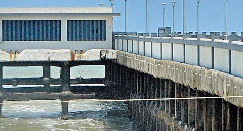 The Valiyathura pier. (Photo | B P Deepu)