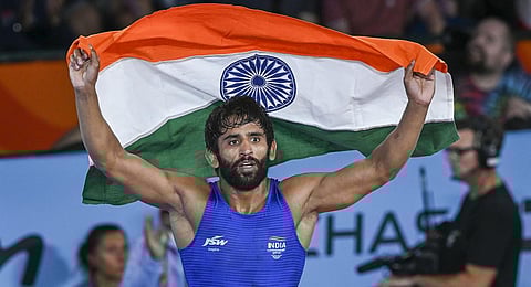 FILE - An image of ace Indian wrestler Bajrang Punia, used for representational purposes only. (Photo | PTI)