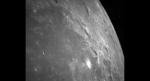 Image of the Moon's surface captured by the Chandrayaan-3's Landing Module. (Photo | ISRO)