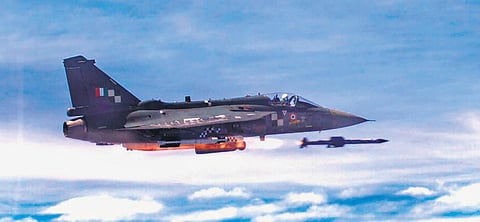 ASTRA, an indigenous Beyond Visual Range air-to-air missile, being testfired by Tejas Light Combat Aircraft on Wednesday | pti