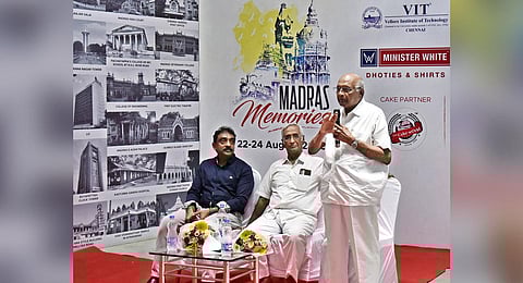 Noted Film Director SP Muthuraman speaks at the `Heritage Museum', AVM Studio, during the `XPRESSWALK', organised on the occassion of `Madras Day' celebrations, on Wednesday in Chennai. | P Jawahar