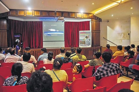 People watching Chandrayaan 3 landing on moon at Science Park | express