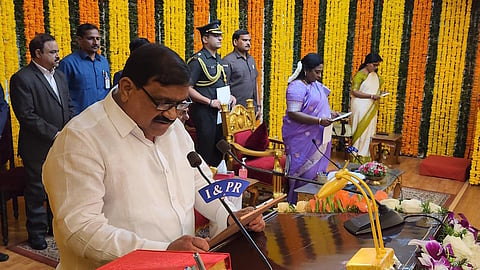 BRS MLC Patnam Mahender Reddy sworn in as a minister. (Photo | Express)