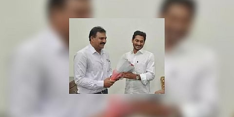 Information and Public Relations Commissioner Vijay Kumar Reddy with Andhra Pradesh CM Jagan Mohan Reddy. (Photo | EPS)