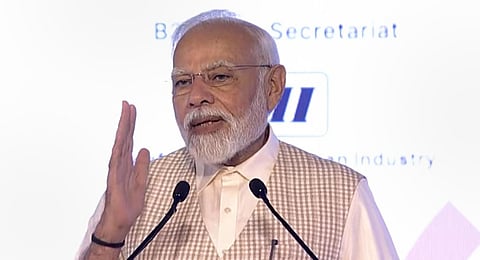 Prime Minister Narendra Modi addresses the B20 Summit India 2023, in New Delhi. (Photo | PTI)