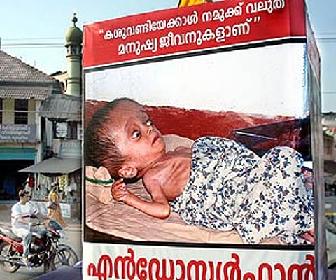 The bill-board showcasing a victim of Endosulfan | FILE: EPS