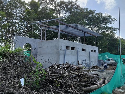 Comfort room under construction at Marine Drive. (Photo | Express)
