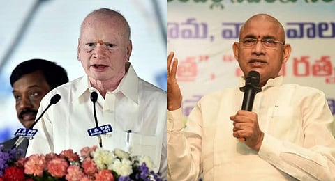 Rajya Sabha MP Pilli Subhash Chandra Bose and BC Welfare Minister Chelluboina Srinivasa Venugopala Krishna. (Photo | Express)